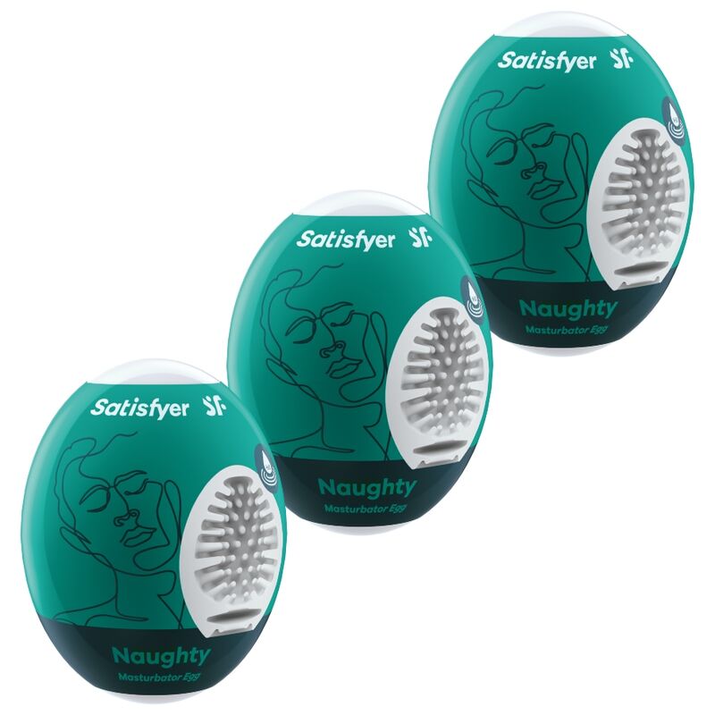 Imagen que nos facilita SATISFYER EGGS de su producto erótico SATISFYER - 3 HUEVOS MASTURBADORES NAUGHTY para nuestra categoría "JUGUETES BIENESTAR |Kits juguetes sexuales".
