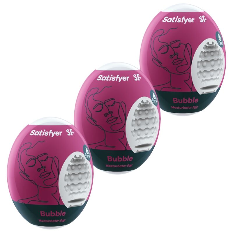Imagen que nos facilita SATISFYER EGGS de su producto erótico SATISFYER - 3 HUEVOS MASTURBADORES BUBBLE para nuestra categoría "JUGUETES BIENESTAR |Kits juguetes sexuales".