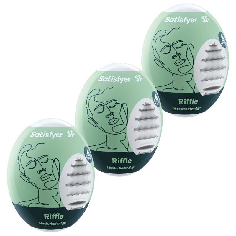 Imagen que nos facilita SATISFYER EGGS de su producto erótico SATISFYER - 3 HUEVOS MASTURBADORES RIFFLE para nuestra categoría "JUGUETES BIENESTAR |Kits juguetes sexuales".