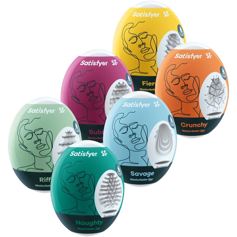 Imagen que nos facilita SATISFYER EGGS de su producto erótico SATISFYER - HUEVOS MASTURBADORES PACK 6 UNIDADES para nuestra categoría "JUGUETES BIENESTAR |Kits juguetes sexuales".