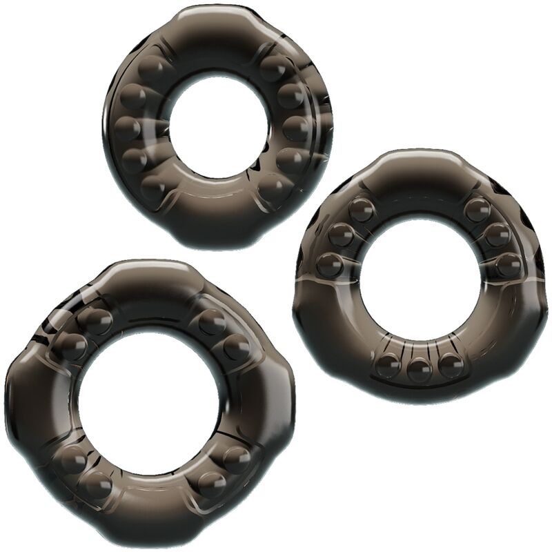Imagen que nos facilita BAILE de su producto erótico BAILE - COCK RINGS YVONNE SET 3 ANILLOS PENE para nuestra categoría "JUGUETES BIENESTAR |Juguetes para Hombres|Accesorios para el pene|Anillos Pene|Anillos sin vibración".