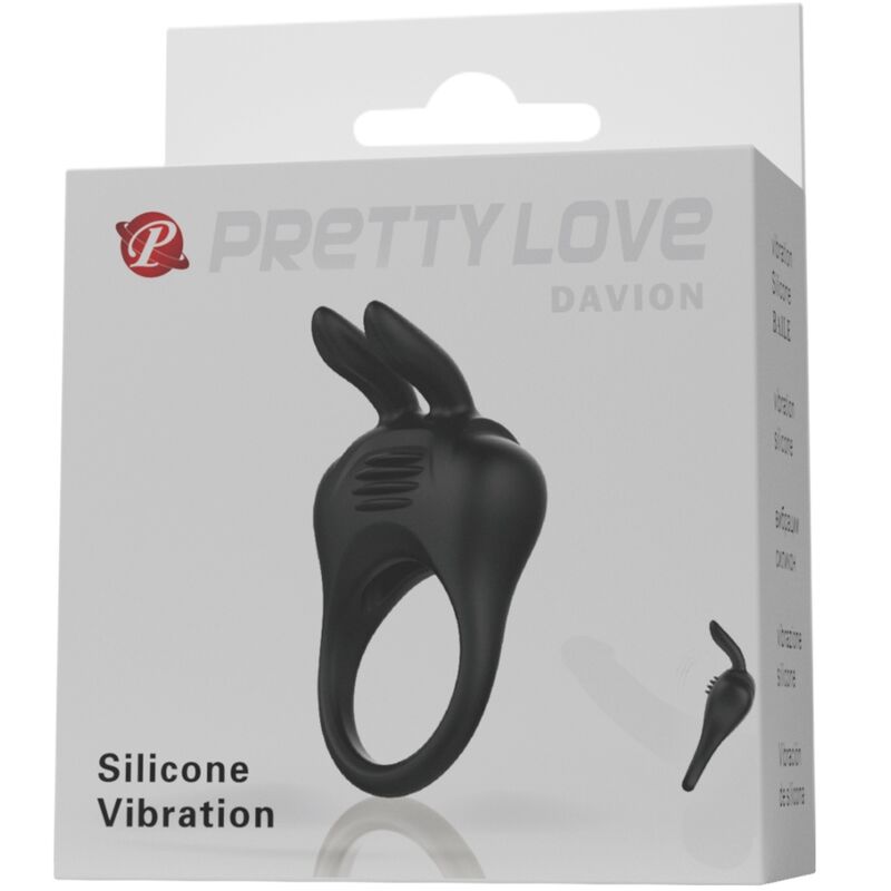 Imagen que nos facilita PRETTY LOVE de su producto erótico PRETTY LOVE - DAVION ANILLO VIBRADOR RABBIT para nuestra categoría "JUGUETES BIENESTAR |Juguetes para Hombres|Accesorios para el pene|Anillos Pene|Anillos con Vibración".
