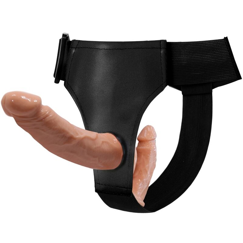 Imagen que nos facilita BAILE HARNESS COLLECTION de su producto erótico BAILE - ULTRA PASSIONATE HARNESS DILDOS DOBLES CON ARNÉS para nuestra categoría "JUGUETES BIENESTAR |Dildos sin Vibración|Penes dobles".
