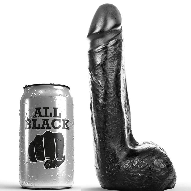 Imagen que nos facilita ALL BLACK de su producto erótico ALL BLACK - DILDO REALÍSTICO NEGRO SUAVE 20 CM para nuestra categoría "JUGUETES BIENESTAR |Dildos sin Vibración|Penes realisticos".