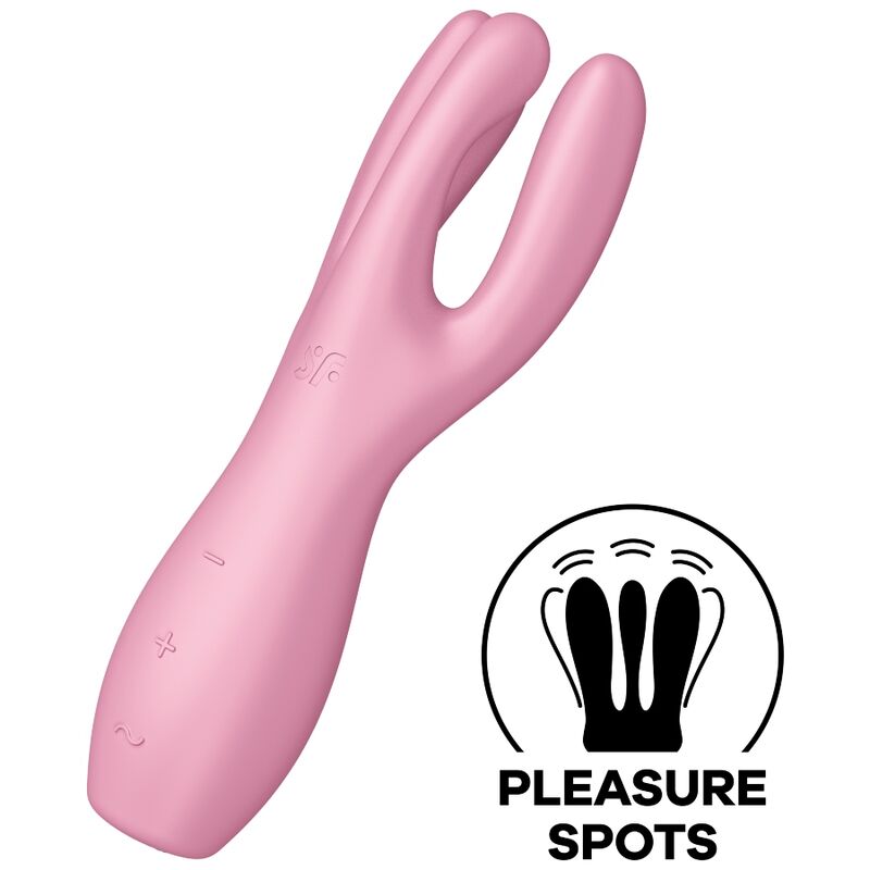 Imagen que nos facilita SATISFYER VIBRATOR de su producto erótico SATISFYER - THREESOME 3 VIBRADOR ROSA para nuestra categoría "JUGUETES BIENESTAR |Juguetes para Mujeres|Estimuladores|Para Clítoris".