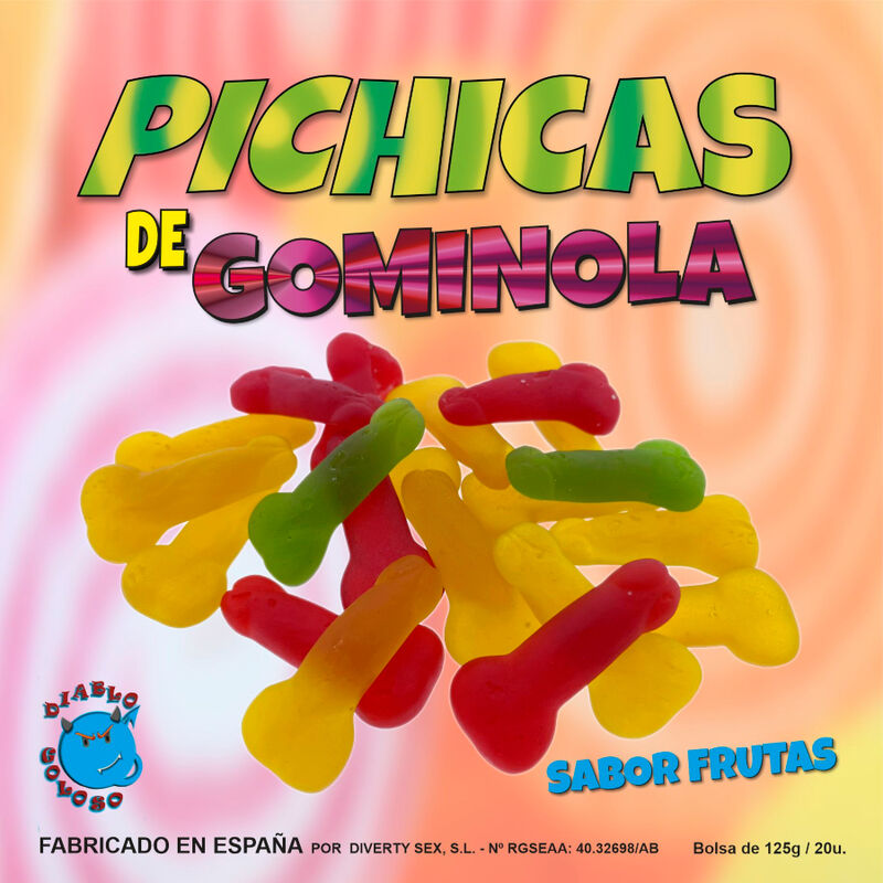 Imagen que nos facilita DIABLO GOLOSO de su producto erótico DIABLO GOLOSO - PICHITAS DE GOMINOLA FRUTAS para nuestra categoría "ARTÍCULOS VARIOS|Dulces|Golosinas Divertidas".