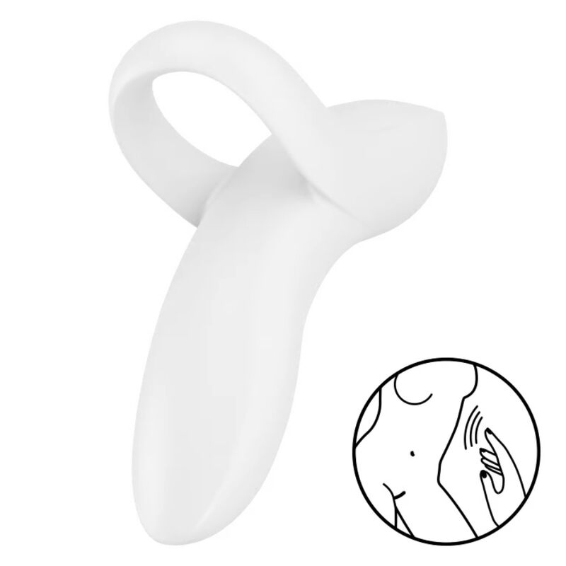 Imagen que nos facilita SATISFYER VIBRATOR de su producto erótico SATISFYER - BOLD LOVER DEDAL VIBRADOR BLANCO para nuestra categoría "JUGUETES BIENESTAR |Vibradores|Vibradores Dedo".