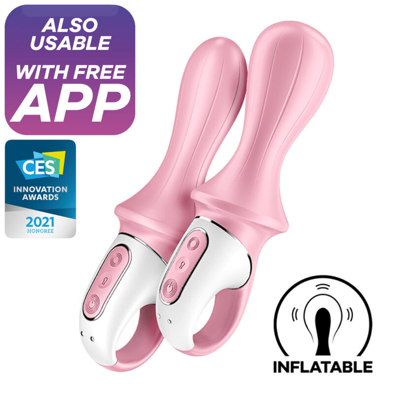 Imagen que nos facilita SATISFYER CONNECT de su producto erótico SATISFYER - AIR PUMP BOOTY 5+ VIBRADOR ANAL INFLABLE ROSA para nuestra categoría "JUGUETES BIENESTAR |Vibradores|Vibradores con APP".