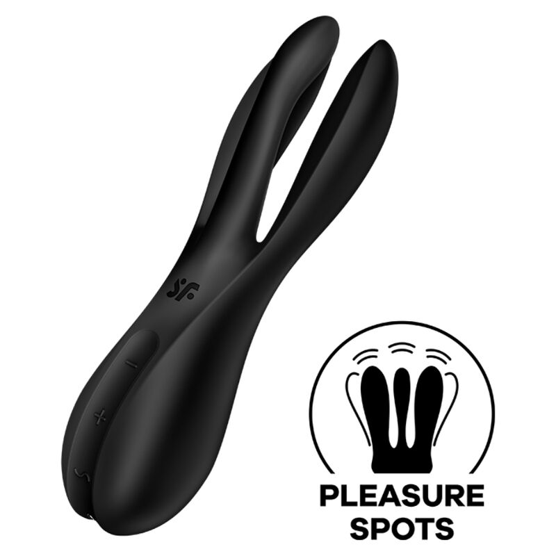 Imagen que nos facilita SATISFYER VIBRATOR de su producto erótico SATISFYER - THREESOME 2 VIBRADOR NEGRO para nuestra categoría "JUGUETES BIENESTAR |Juguetes para Mujeres|Estimuladores|Para Clítoris".