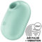 Imagen que nos facilita SATISFYER AIR PULSE de su producto erótico SATISFYER - PRO TO GO 2 ESTIMULADOR Y VIBRADOR DOBLE VERDE para nuestra categoría "JUGUETES BIENESTAR |Juguetes para Mujeres|Estimuladores|Succionadores sin vibración".