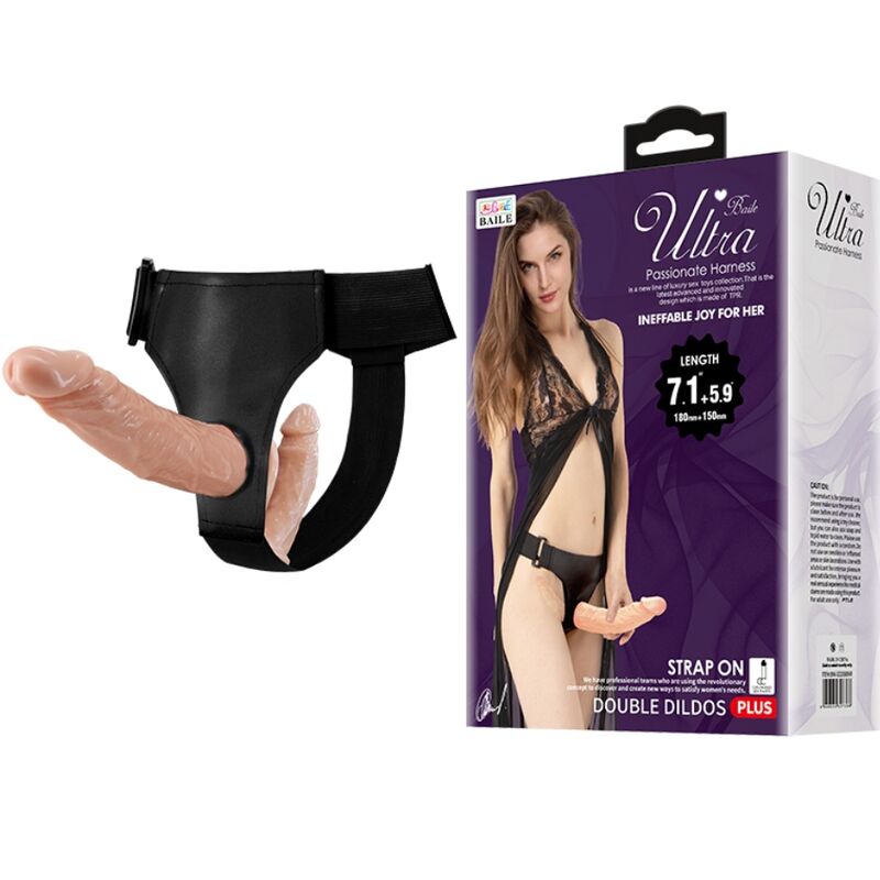 Imagen que nos facilita BAILE HARNESS COLLECTION de su producto erótico BAILE - ULTRA PASSIONATE HARNESS DOBLES DILDOS CON ARNÉS para nuestra categoría "JUGUETES BIENESTAR |Arneses|Arneses sin Vibración".