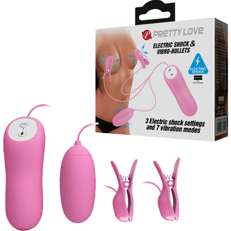 Imagen que nos facilita PRETTY LOVE de su producto erótico PRETTY LOVE - PINZAS CON VIBRACIÓN Y ELETROSHOCK ROSA para nuestra categoría "JUGUETES BIENESTAR |Vibradores|Mini vibradores".