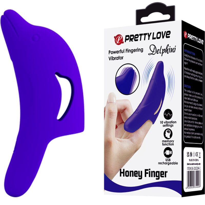 Imagen que nos facilita PRETTY LOVE de su producto erótico PRETTY LOVE - DELPHINI PODEROSO ESTIMULADOR DE DEDO AZUL OSCURO para nuestra categoría "JUGUETES BIENESTAR |Vibradores|Vibradores Dedo".