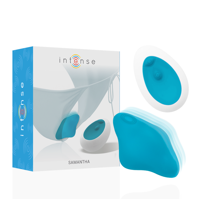 Imagen que nos facilita INTENSE FUN de su producto erótico INTENSE - SAMANTHA PANTIE CONTROL REMOTO AZUL para nuestra categoría "JUGUETES BIENESTAR |Vibradores|Vibradores control remoto".