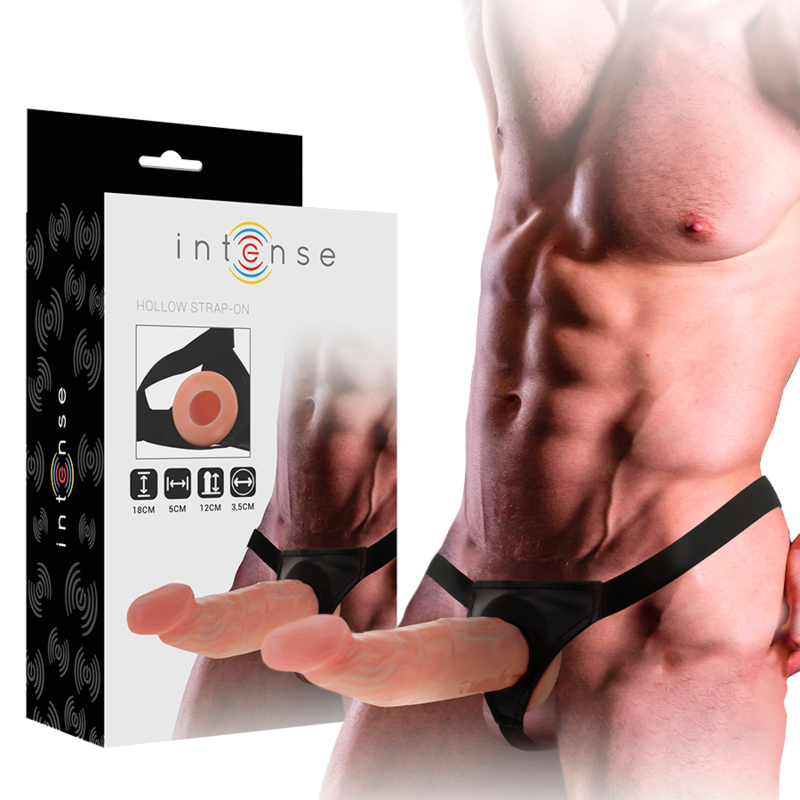 Imagen que nos facilita INTENSE COUPLES TOYS de su producto erótico INTENSE - ARNÉS HUECO CON DILDO 18 X 3.5 CM para nuestra categoría "JUGUETES BIENESTAR |Arneses|Arneses Huecos".