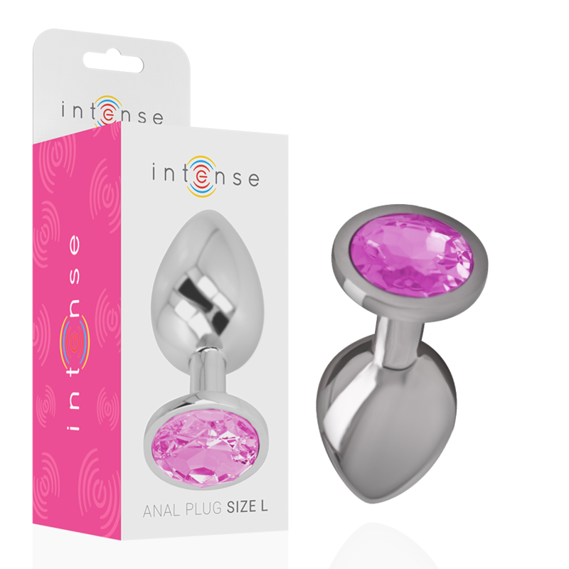 Imagen que nos facilita INTENSE ANAL TOYS de su producto erótico INTENSE - PLUG ANAL METAL ALUMINIO CON CRISTAL ROSA TALLA L para nuestra categoría "JUGUETES BIENESTAR |Anal|Plugs Anales".