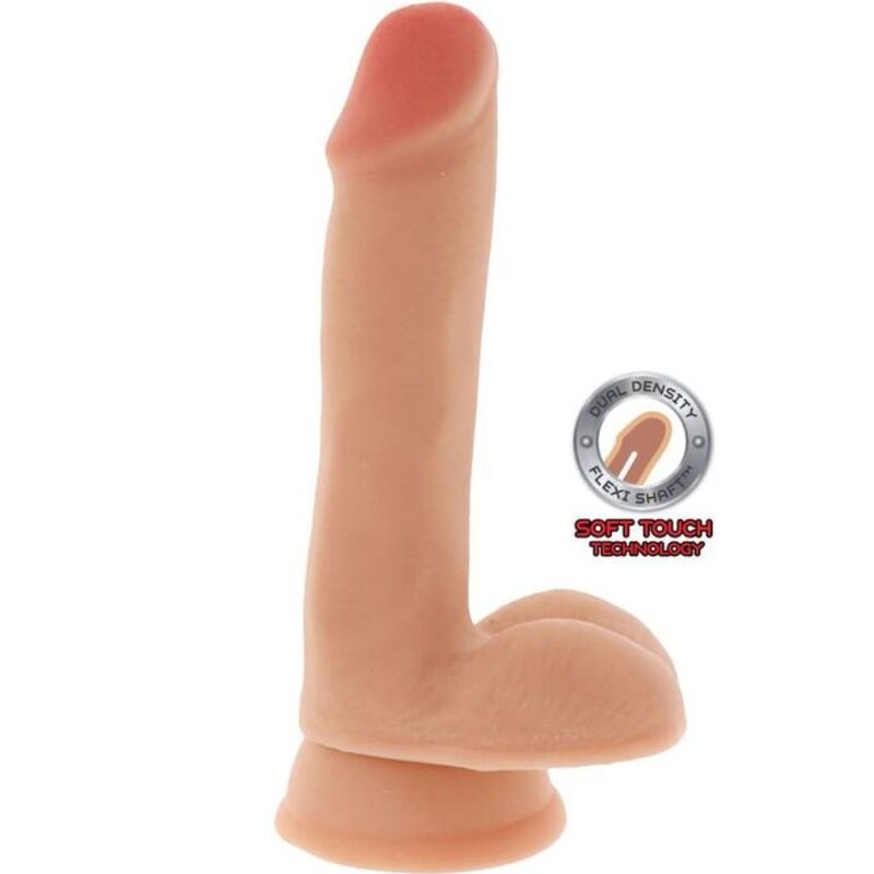 Imagen que nos facilita GET REAL de su producto erótico GET REAL - DUAL DENSITY DILDO 17 CM CON TESTÍCULOS NATURAL para nuestra categoría "JUGUETES BIENESTAR |Dildos sin Vibración|Penes realisticos".