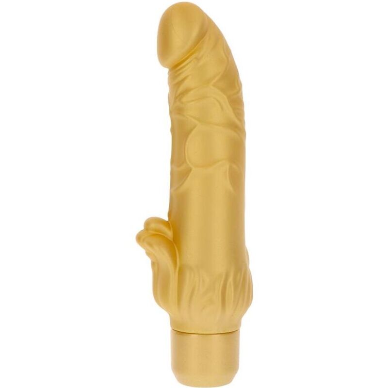 Imagen que nos facilita GET REAL de su producto erótico GET REAL - GOLD DICKER STIM VIBRADOR DORADO para nuestra categoría "JUGUETES BIENESTAR |Vibradores|Vibradores Realisticos".