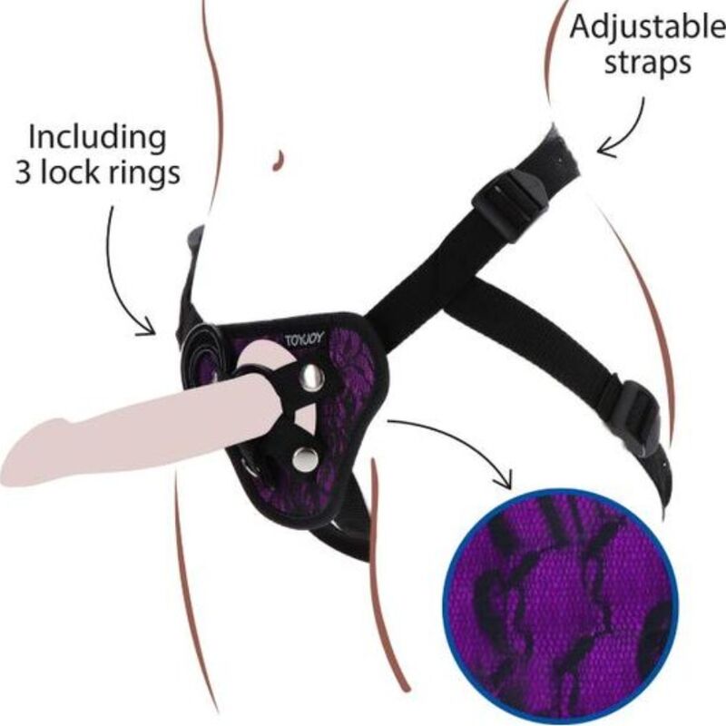Imagen que nos facilita GET REAL de su producto erótico GET REAL - STRAP-ON LACE HARNÉS MORADO para nuestra categoría "JUGUETES BIENESTAR |Arneses|Arneses sin Vibración".