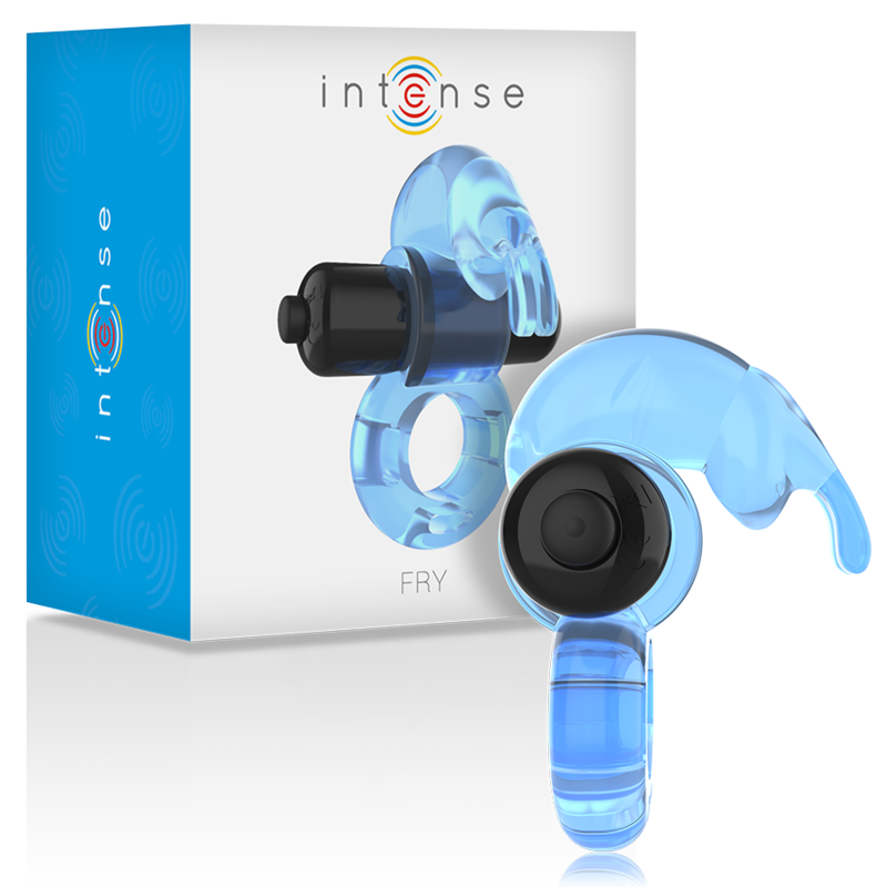 Imagen que nos facilita INTENSE COUPLES TOYS de su producto erótico INTENSE - FRY ANILLO VIBRADOR AZUL para nuestra categoría "JUGUETES BIENESTAR |Juguetes para Hombres|Accesorios para el pene|Anillos Pene|Anillos con Vibración".