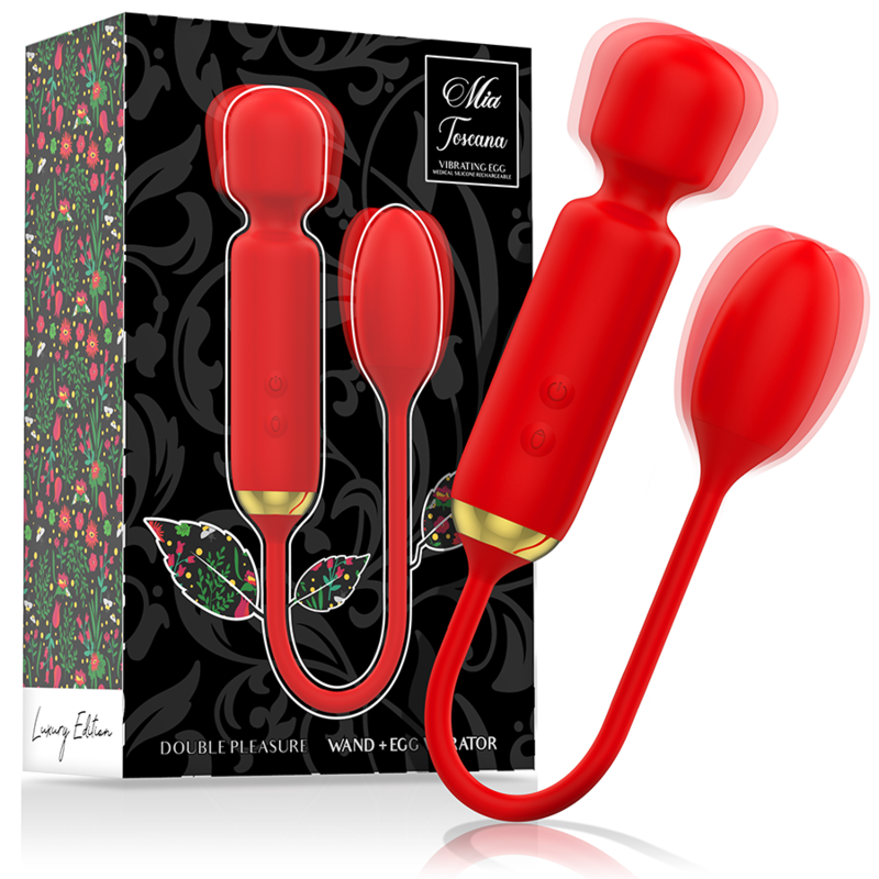 Imagen que nos facilita MIA de su producto erótico MIA - TOSCANA DOUBLE PLEASURE WAND + HUEVO VIBRADOR para nuestra categoría "JUGUETES BIENESTAR |Juguetes para Mujeres|Estimuladores|Huevos vibradores".
