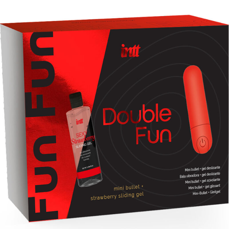 Imagen que nos facilita INTT RELEASES de su producto erótico INTT RELEASES - DOUBLE FUN KIT CON BALA VIBRADORA Y GEL DE MASAJE FRESA para nuestra categoría "DROGUERÍA |Para Masajes|Kits de masaje".
