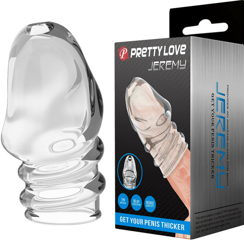 Imagen que nos facilita PRETTY LOVE MALE de su producto erótico PRETTY LOVE - JEREMY ENGROSADOR PENE TRANSPARENTE para nuestra categoría "JUGUETES BIENESTAR |Juguetes para Hombres|Accesorios para el pene|Fundas Pene sin extensión".