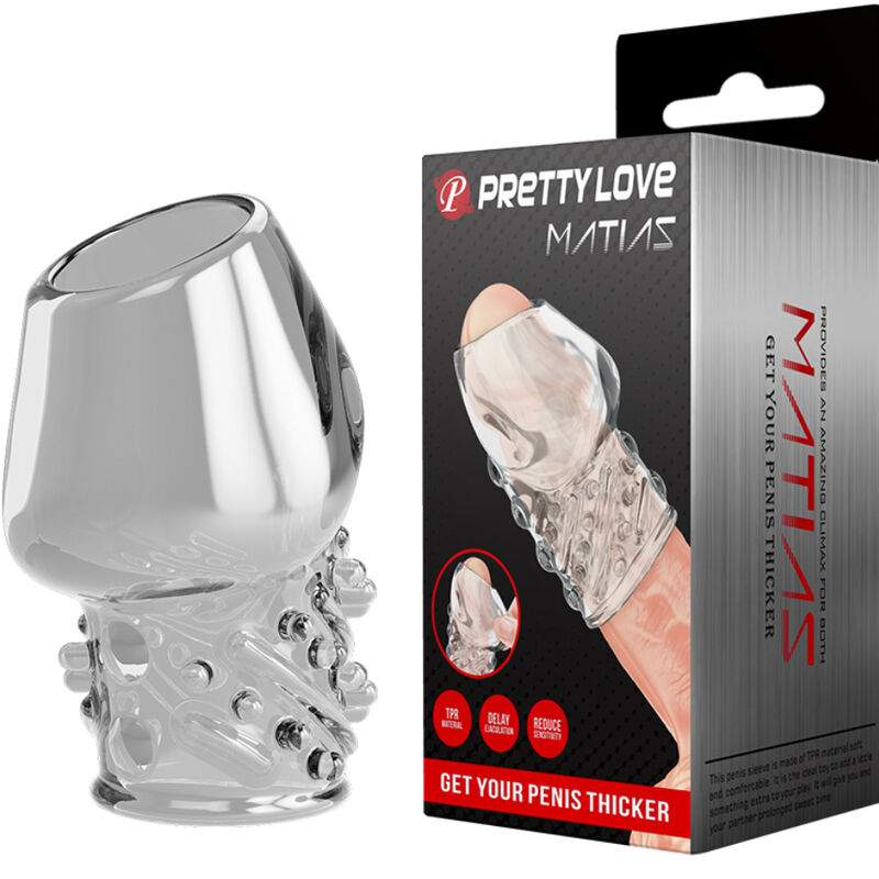 Imagen que nos facilita PRETTY LOVE MALE de su producto erótico PRETTY LOVE - MATIAS ENGROSADOR PENE TRANSPARENTE para nuestra categoría "JUGUETES BIENESTAR |Juguetes para Hombres|Accesorios para el pene|Fundas Pene sin extensión".