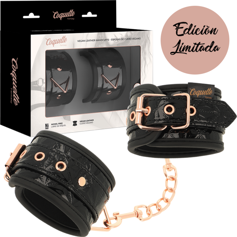 Imagen que nos facilita COQUETTE FANTASY de su producto erótico COQUETTE CHIC DESIRE - BLACK EDITION ESPOSAS PARA MANOS CON FORRO DE NEOPRENO para nuestra categoría "BDSM & BONDAGE |Bondage|Esposas".