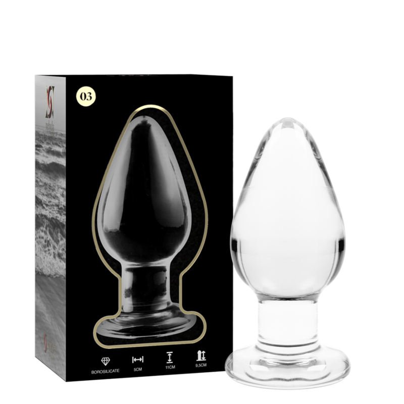 Imagen que nos facilita NEBULA SERIES BY IBIZA de su producto erótico NEBULA SERIES BY IBIZA - MODELO 3 PLUG CRISTAL TRANSPARENTE 11 CM -O- 5 CM para nuestra categoría "JUGUETES BIENESTAR |Anal|Plugs Anales".