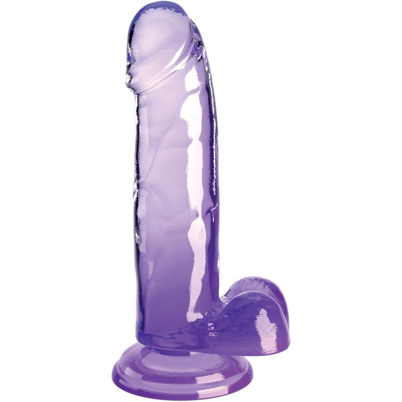 Imagen que nos facilita KING COCK de su producto erótico KING COCK - CLEAR PENE REALÍSTICO CON TESTÍCULOS 15.2 CM MORADO para nuestra categoría "JUGUETES BIENESTAR |Dildos sin Vibración|Dildos para Arneses".