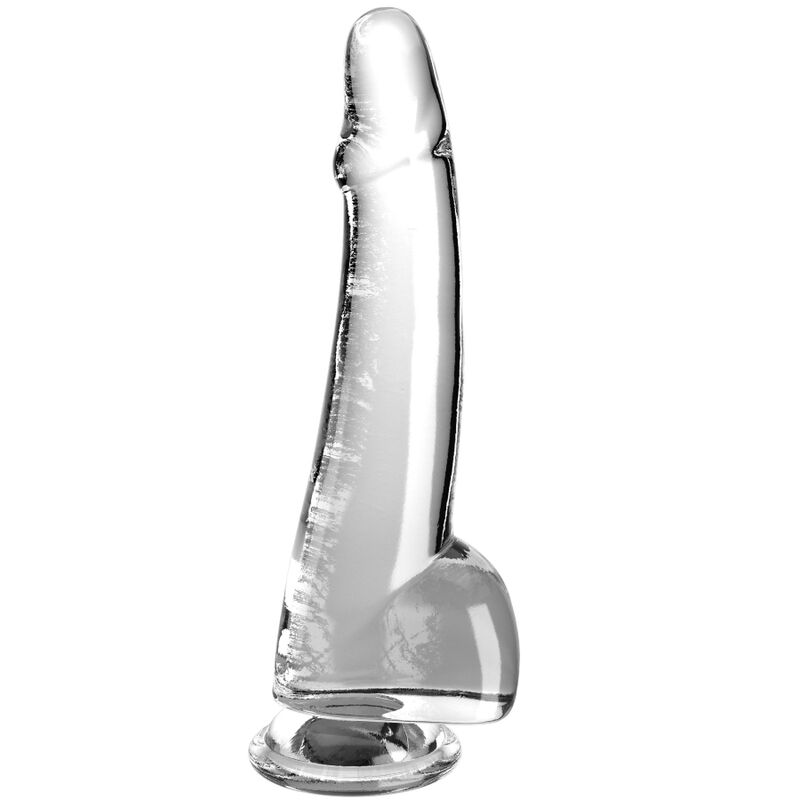 Imagen que nos facilita KING COCK de su producto erótico KING COCK - CLEAR DILDO CON TESTÍCULOS 19 CM TRANSPARENTE para nuestra categoría "JUGUETES BIENESTAR |Dildos sin Vibración|Dildos para Arneses".