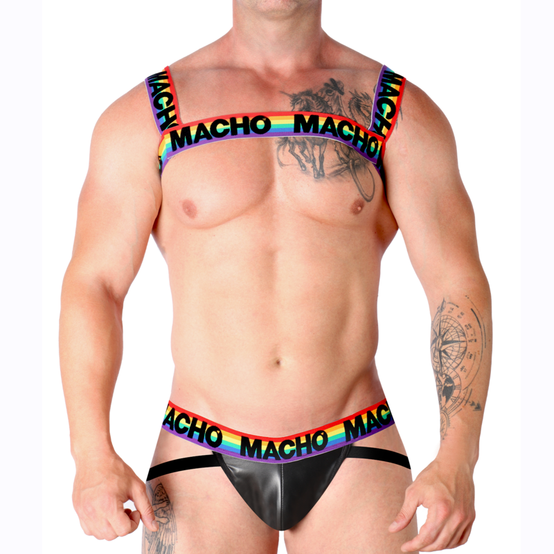 Imagen que nos facilita MACHO UNDERWEAR de su producto erótico MACHO - ARNÉS DOBLE PRIDE LIMITED para nuestra categoría "MODA & LENCERÍA|Lencería Hombre|Arneses Hombre".