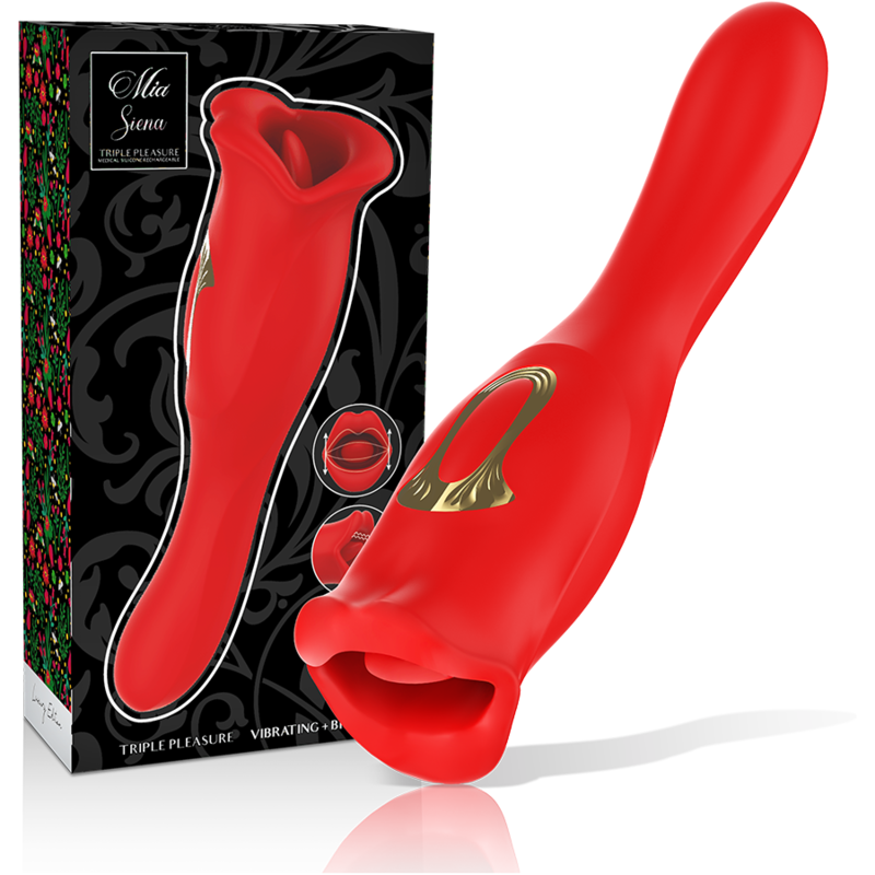 Imagen que nos facilita MIA de su producto erótico MIA - SIENA DUO TRIPLE PLACER BESA-LAME-VIBRA para nuestra categoría "JUGUETES BIENESTAR |Juguetes para Mujeres|Estimuladores|Para Clítoris".