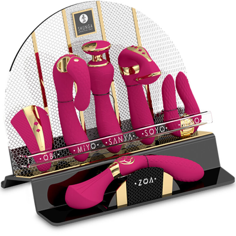 Imagen que nos facilita SHUNGA TOYS de su producto erótico SHUNGA - EXPOSITOR 6 MASAJEADORES INTIMOS FUCSIA para nuestra categoría "JUGUETES BIENESTAR |Juguetes para Mujeres|Estimuladores|Masajeadores".