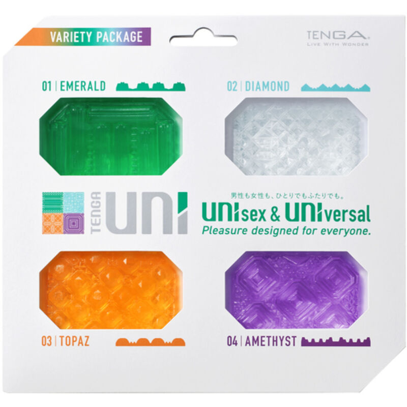 Imagen que nos facilita TENGA de su producto erótico TENGA - UNI VARIETY MASTURBADOR DEDAL PACK 4 UDS para nuestra categoría "JUGUETES BIENESTAR |Juguetes para Hombres|Masturbadores varios".