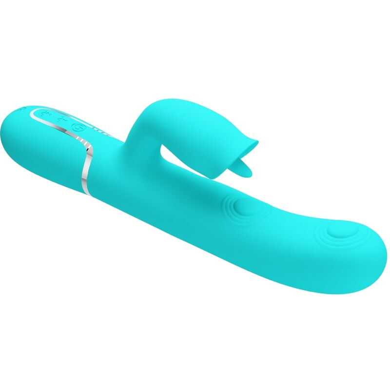 Imagen que nos facilita PRETTY LOVE FLIRTATION de su producto erótico PRETTY LOVE - VIBRADOR RABBIT CON LICKING VERDE AGUA para nuestra categoría "JUGUETES BIENESTAR |Vibradores|Vibradores Rabbit".