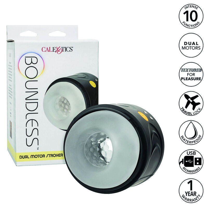 Imagen que nos facilita CALEXOTICS de su producto erótico CALEXOTICS - BOUNDLESS MASTURBADOR DOBLE MOTOR para nuestra categoría "JUGUETES BIENESTAR |Juguetes para Hombres|Masturbadores varios".