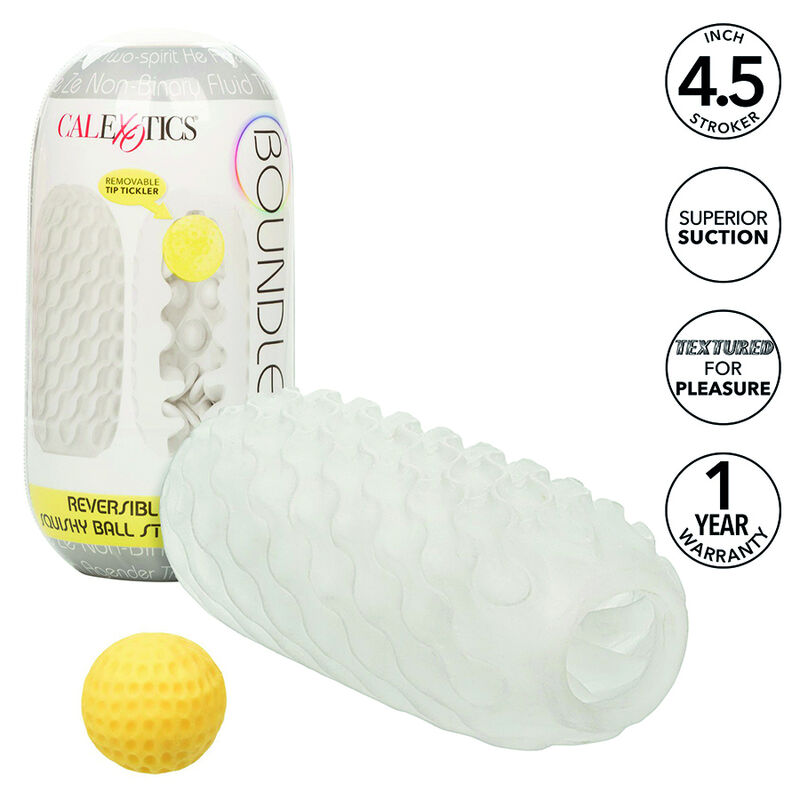 Imagen que nos facilita CALEXOTICS de su producto erótico CALEXOTICS - BOUNDLESS STROKER BLANDO REVERSIBLE AMARILLO para nuestra categoría "JUGUETES BIENESTAR |Juguetes para Hombres|Masturbadores varios".
