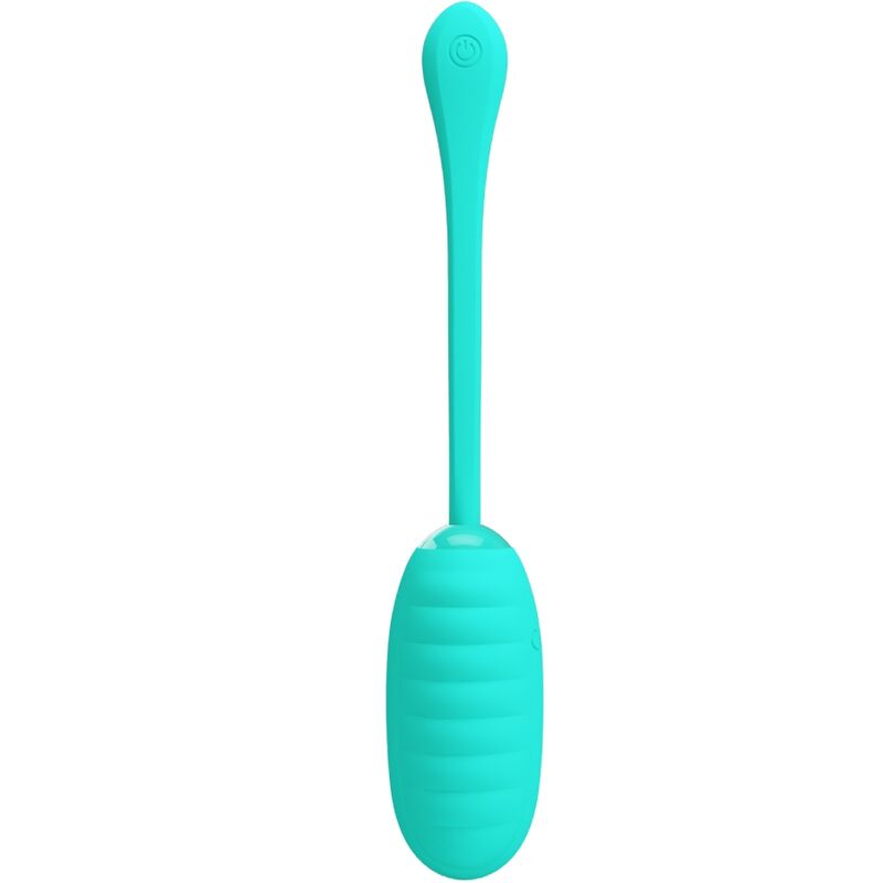 Imagen que nos facilita PRETTY LOVE SMART de su producto erótico PRETTY LOVE - KIRK HUEVO VIBRADOR RECARGABLE VERDE AGUA para nuestra categoría "JUGUETES BIENESTAR |Juguetes para Mujeres|Estimuladores|Huevos vibradores".
