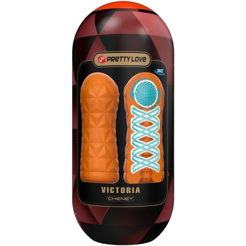 Imagen que nos facilita PRETTY LOVE MALE de su producto erótico PRETTY LOVE - MASTURBADOR VICTORIA CHENEY NARANJA para nuestra categoría "JUGUETES BIENESTAR |Juguetes para Hombres|Masturbadores varios".