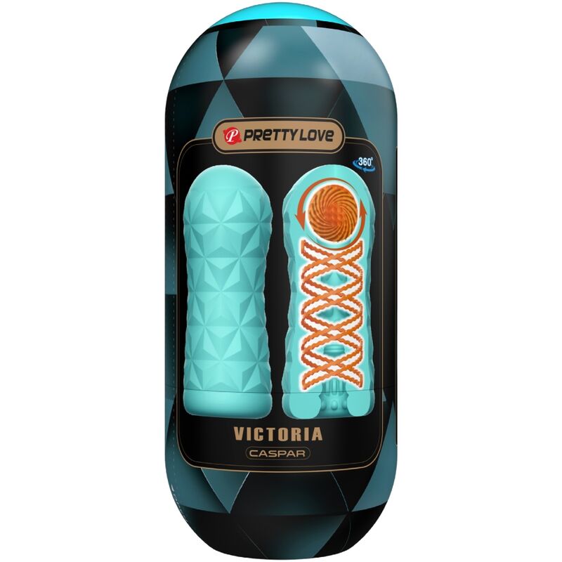 Imagen que nos facilita PRETTY LOVE MALE de su producto erótico PRETTY LOVE - MASTURBADOR VICTORIA CASPAR VERDE AGUA para nuestra categoría "JUGUETES BIENESTAR |Juguetes para Hombres|Masturbadores varios".