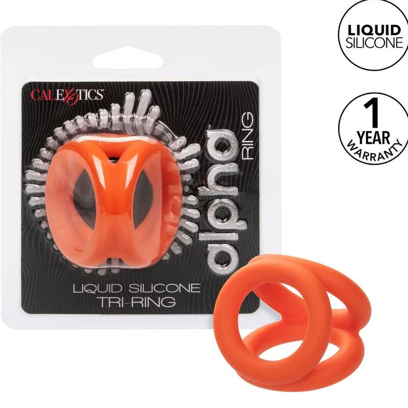 Imagen que nos facilita CALEXOTICS de su producto erótico CALEXOTICS - ALPHA TRIPLE ANILLO NARANJA para nuestra categoría "JUGUETES BIENESTAR |Juguetes para Hombres|Accesorios para el pene|Anillos Pene|Anillos sin vibración".