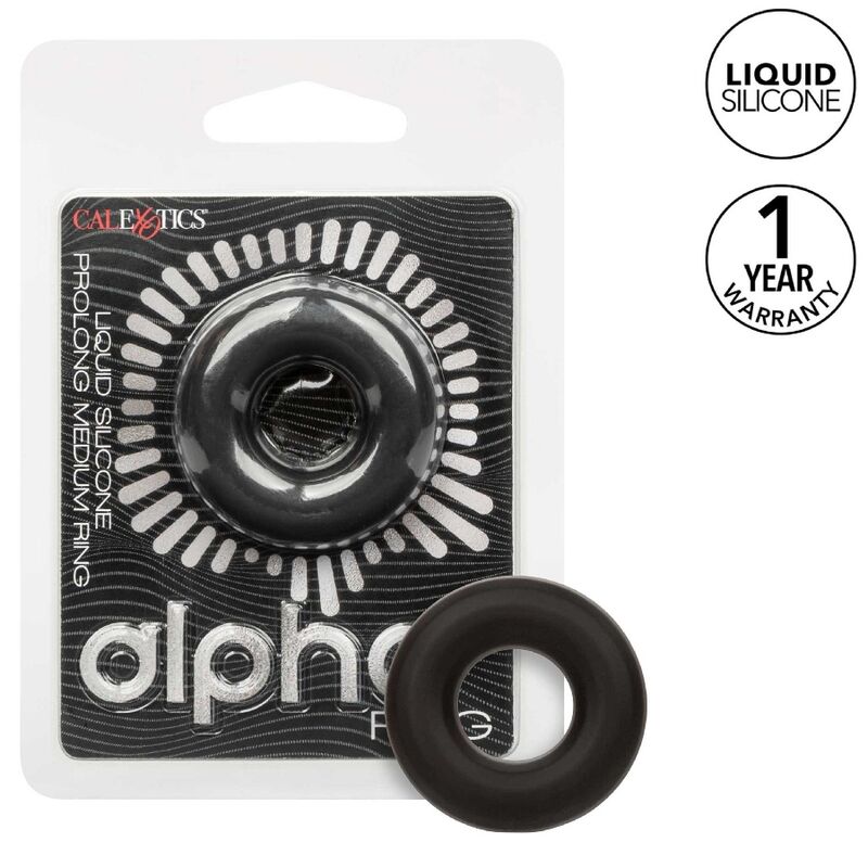 Imagen que nos facilita CALEXOTICS de su producto erótico CALEXOTICS - ALPHA ANILLO PROLONG MEDIO NEGRO para nuestra categoría "JUGUETES BIENESTAR |Juguetes para Hombres|Accesorios para el pene|Anillos Pene|Anillos sin vibración".