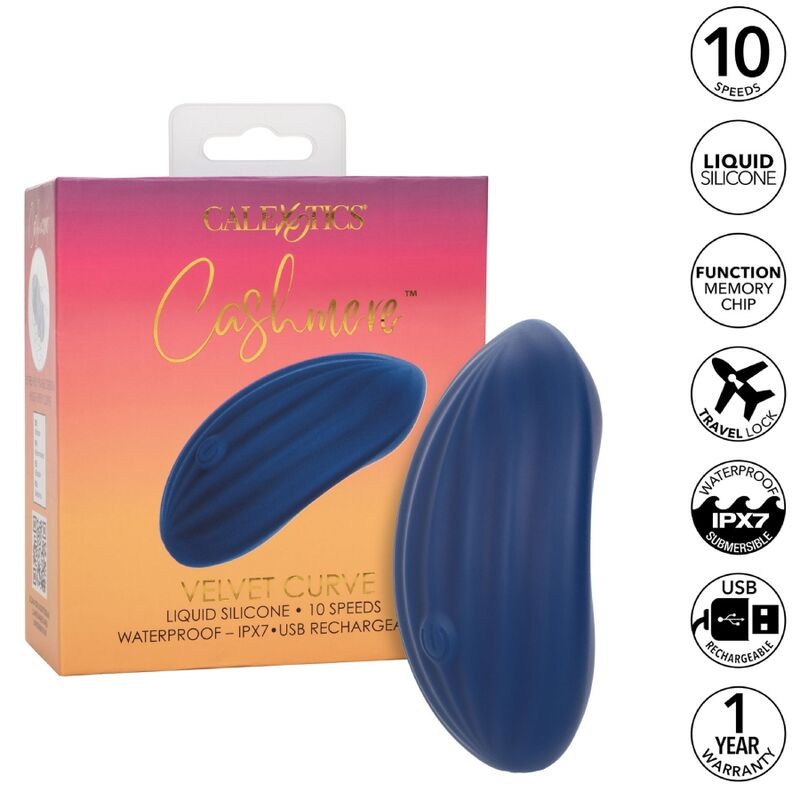 Imagen que nos facilita CALEXOTICS de su producto erótico CALEXOTICS - CASHMERE VELVET CURVE AZUL para nuestra categoría "JUGUETES BIENESTAR |Vibradores|Vibradores Clasicos anales o vaginales".