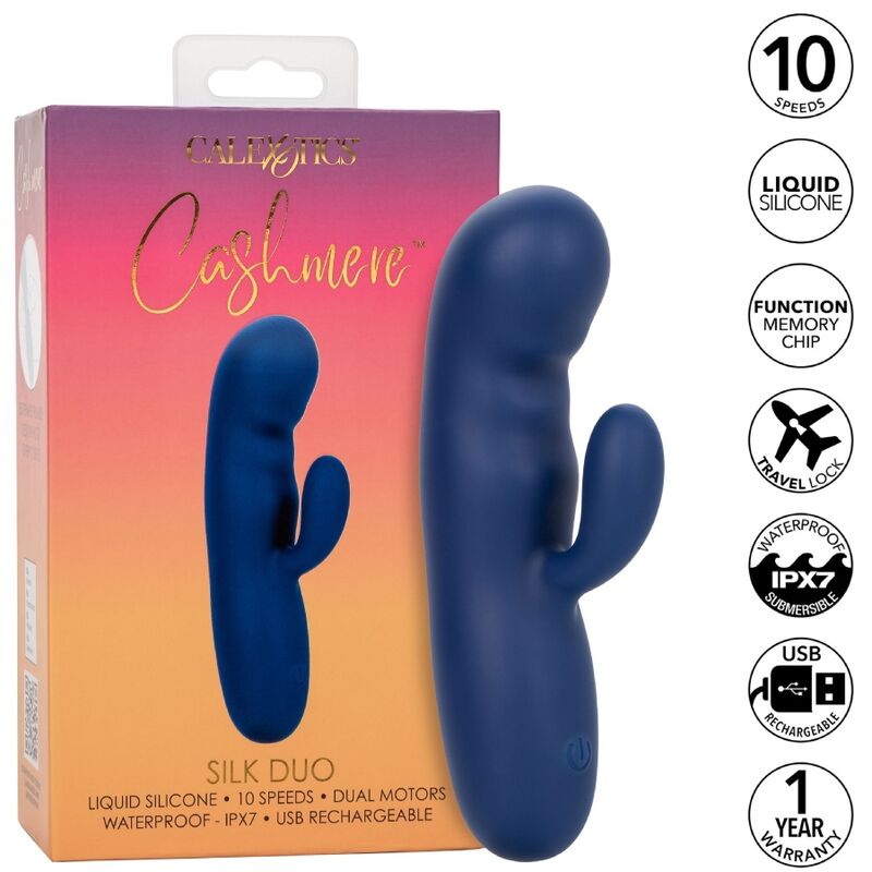 Imagen que nos facilita CALEXOTICS de su producto erótico CALEXOTICS - CASHMERE SILK DUO AZUL para nuestra categoría "JUGUETES BIENESTAR |Vibradores|Vibradores Clasicos anales o vaginales".