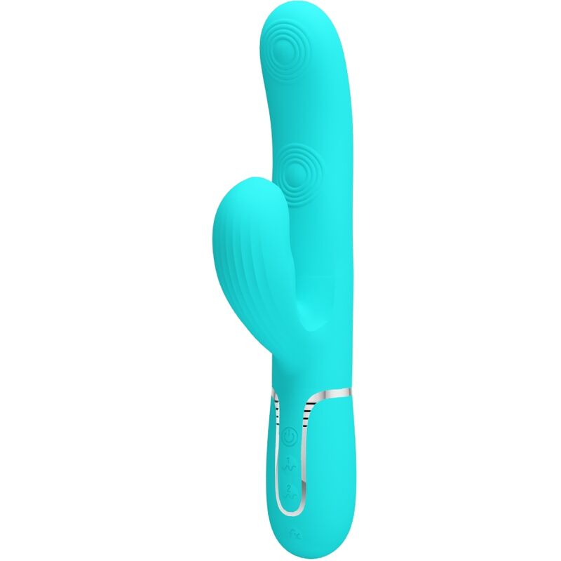 Imagen que nos facilita PRETTY LOVE FLIRTATION de su producto erótico PRETTY LOVE - PERLITA VIBRADOR PUNTO G 3 EN 1 MULTIFUNCIÓN VERDE AGUA para nuestra categoría "JUGUETES BIENESTAR |Vibradores|Vibradores Rabbit".