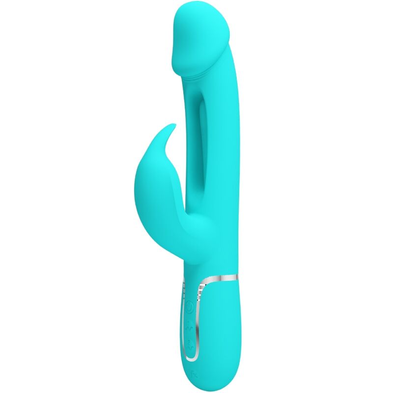 Imagen que nos facilita PRETTY LOVE FLIRTATION de su producto erótico PRETTY LOVE - KAMPAS VIBRADOR RABBIT 3 EN 1 MULTIFUNCIÓN CON LENGUA VERDE AGUA para nuestra categoría "JUGUETES BIENESTAR |Vibradores|Vibradores Rabbit".