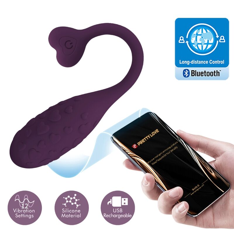 Imagen que nos facilita PRETTY LOVE SMART de su producto erótico PRETTY LOVE - FISHERMAN HUEVO VIBRADOR LILA CONTROLADO POR APP para nuestra categoría "JUGUETES BIENESTAR |Vibradores|Vibradores con APP".