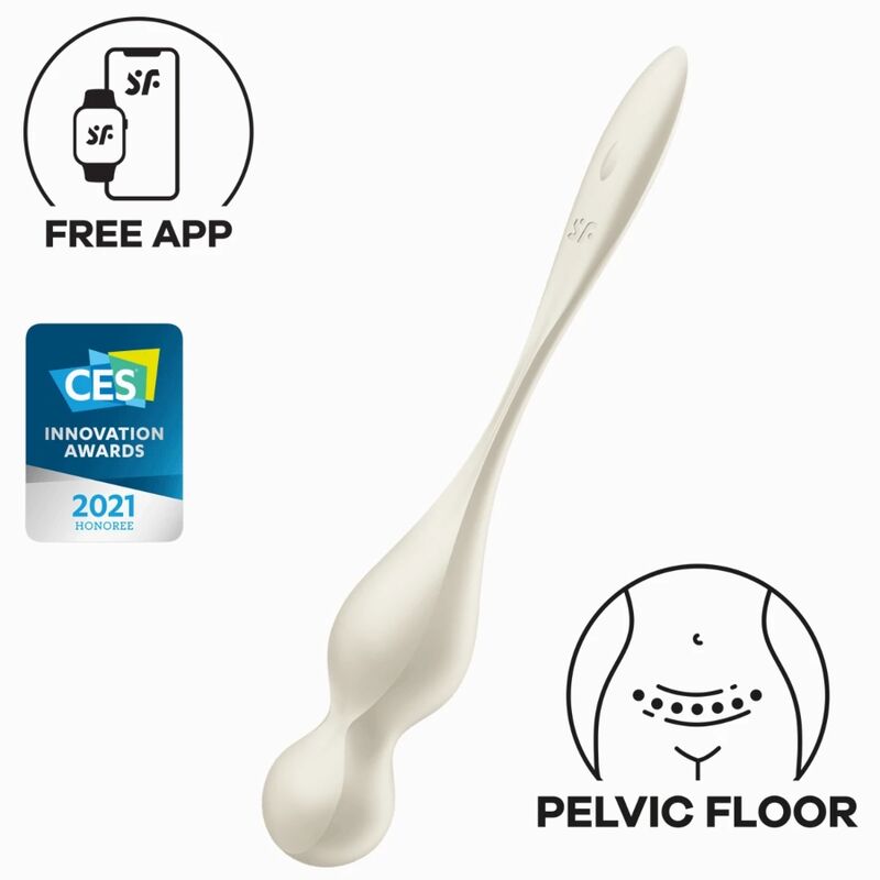 Imagen que nos facilita SATISFYER BALLS de su producto erótico SATISFYER - LOVE BIRDS BOLAS KEGEL VIBRADORAS BLANCO para nuestra categoría "JUGUETES BIENESTAR |Juguetes para Mujeres|Estimuladores|Balas vibradoras".